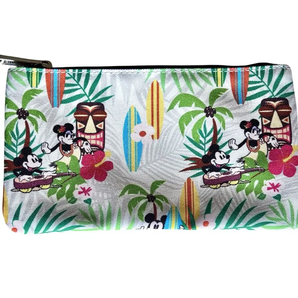 Loungefly Disney Pouch Mickey & Minnie Mouse Hawaiian Surf Zipper New